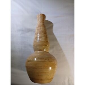 Bamboo Bulb Floor Vase Tall Beige Striped Smooth Contemporary Home Accent